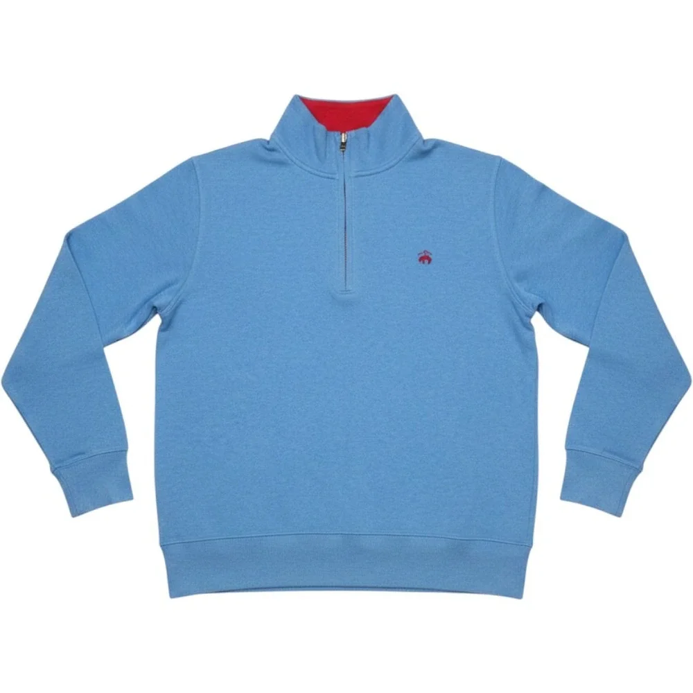 Brooks Brothers mens Ribbed French Terry Half-zip Pullover Sweater Large Blue